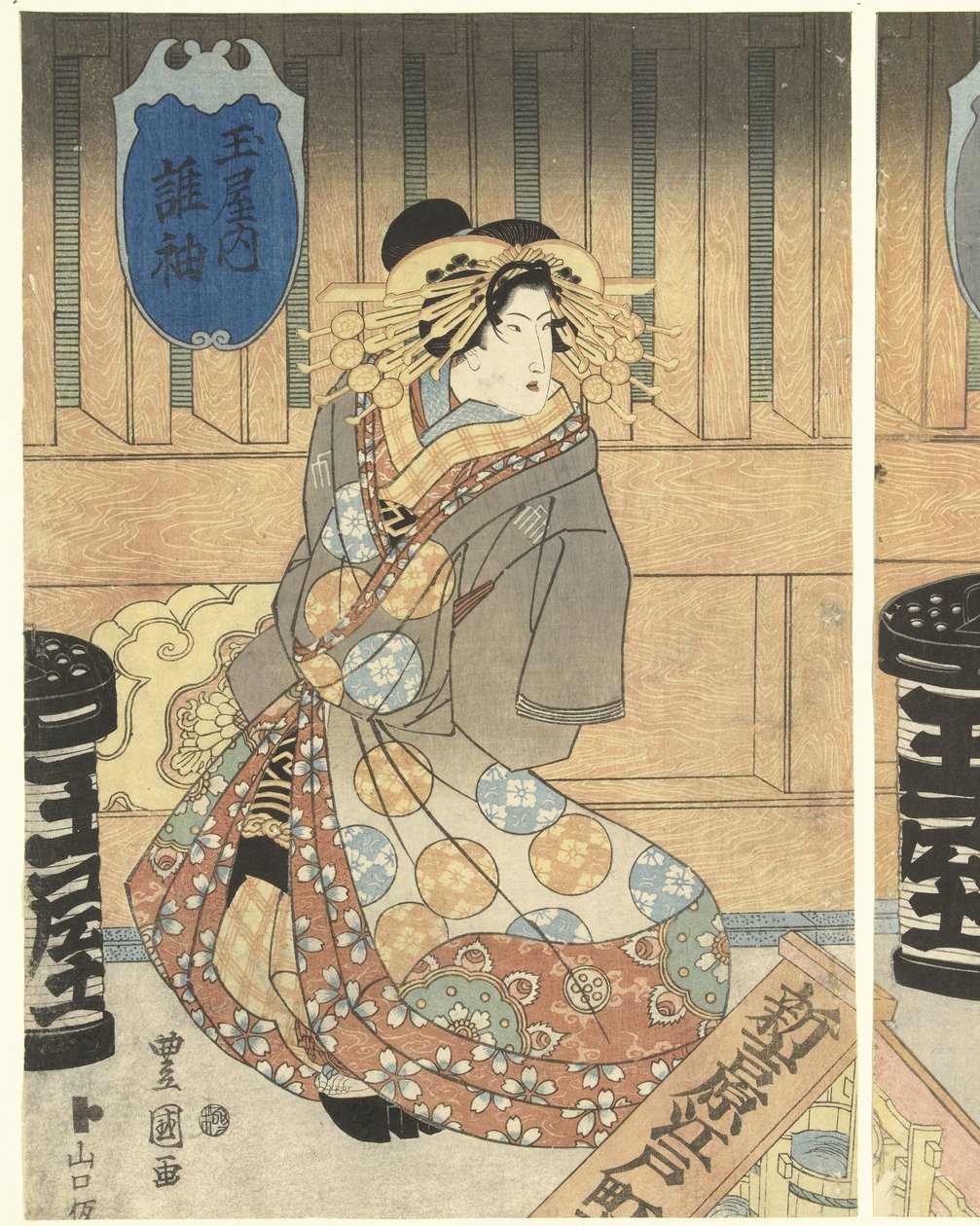 Three Courtesans from the Tamaya House by Toyokuni (II) , Utagawa