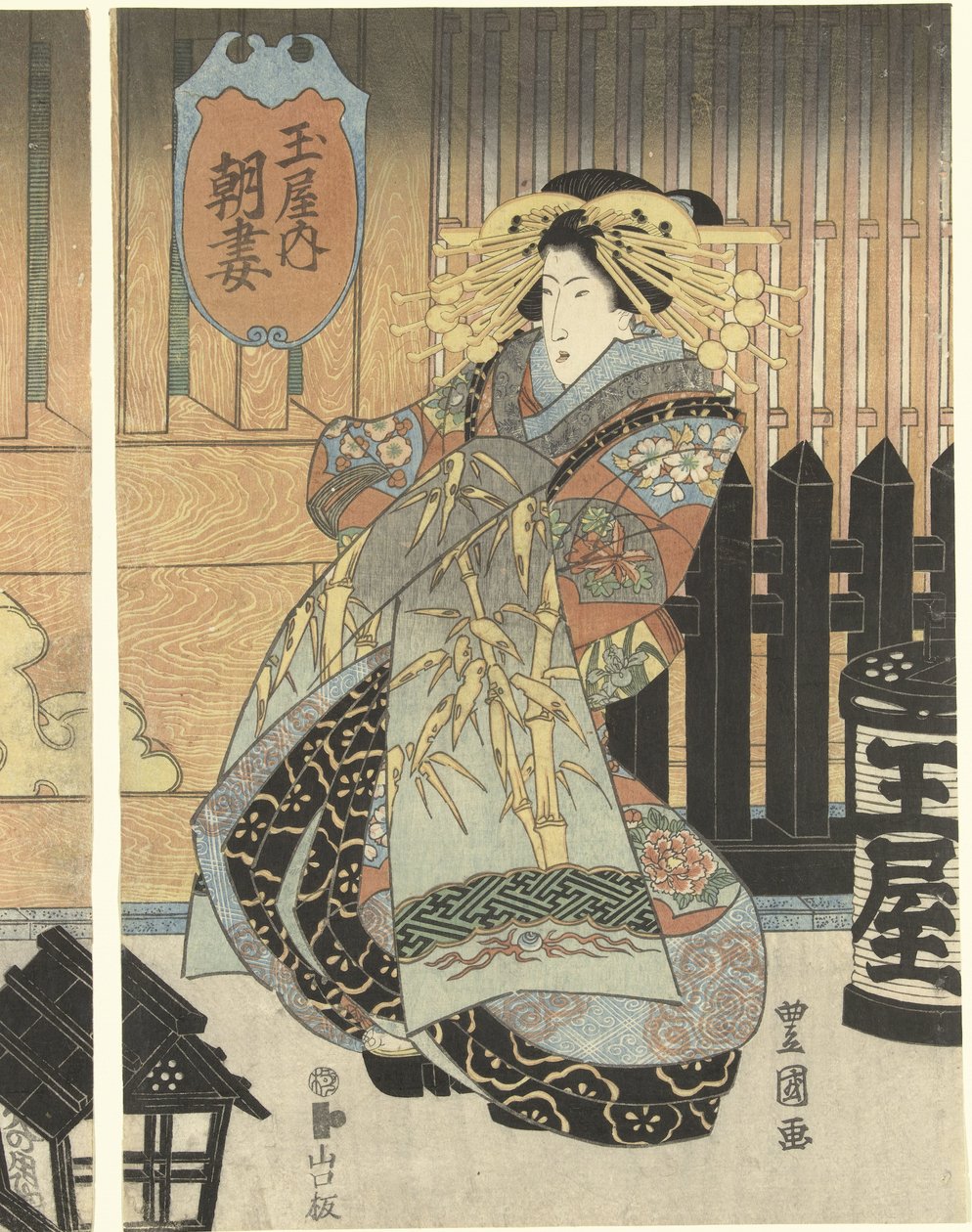 Three courtesans from the Tamaya house by Toyokuni (II) , Utagawa