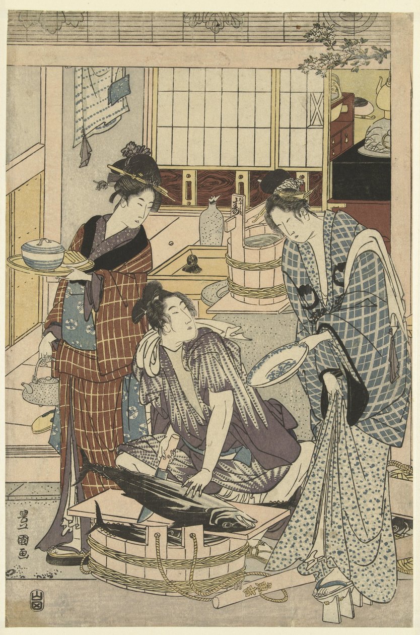 Fish Seller by Toyokuni (II) , Utagawa