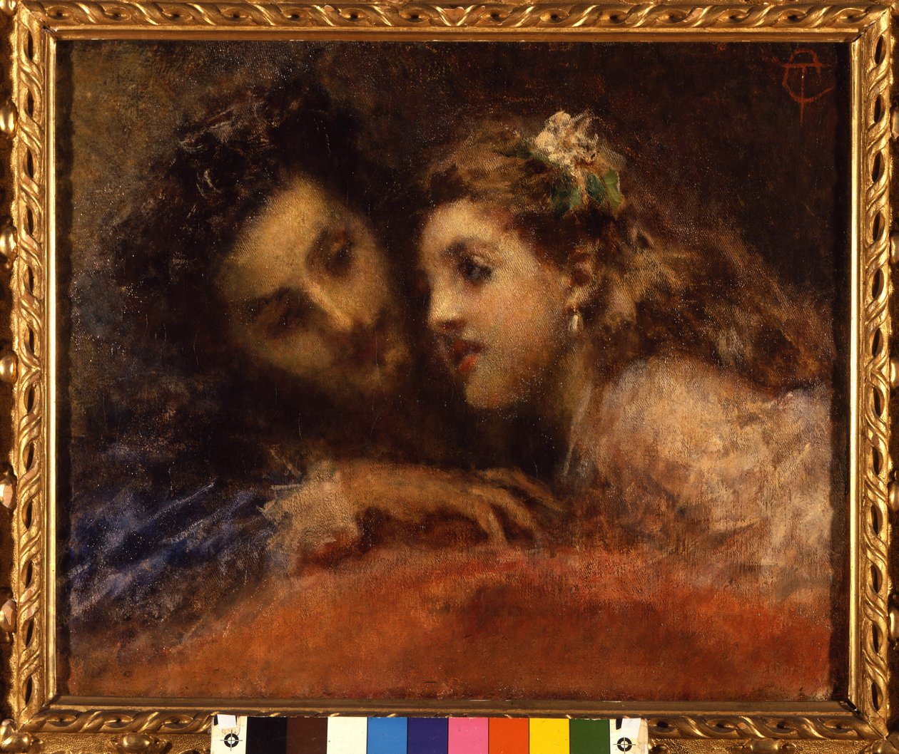 Attraction, a Man Leans Towards a Child in an Accomplice and Reassuring Way. He is Probably a Father and his Daughter (Word of Mouth). Painting by Tranquillo Cremona (1837-1878) Galleria d
