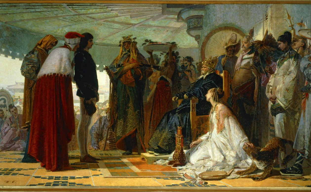 Marco Polo before the Grand Khan of the Tartars by Tranquillo Cremona