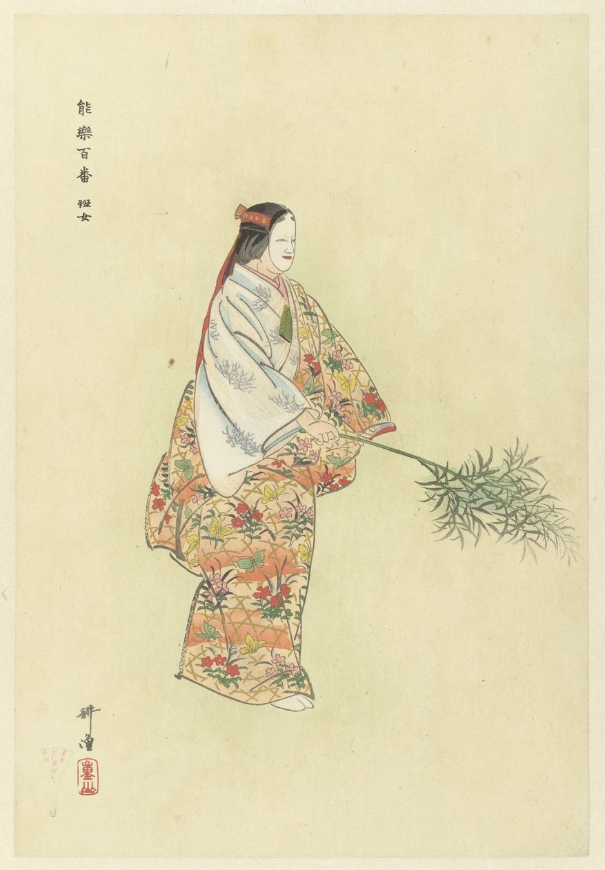 Actor in the No Play Hanjo (Hundred Noh Plays) by Tsukioka Kogyo