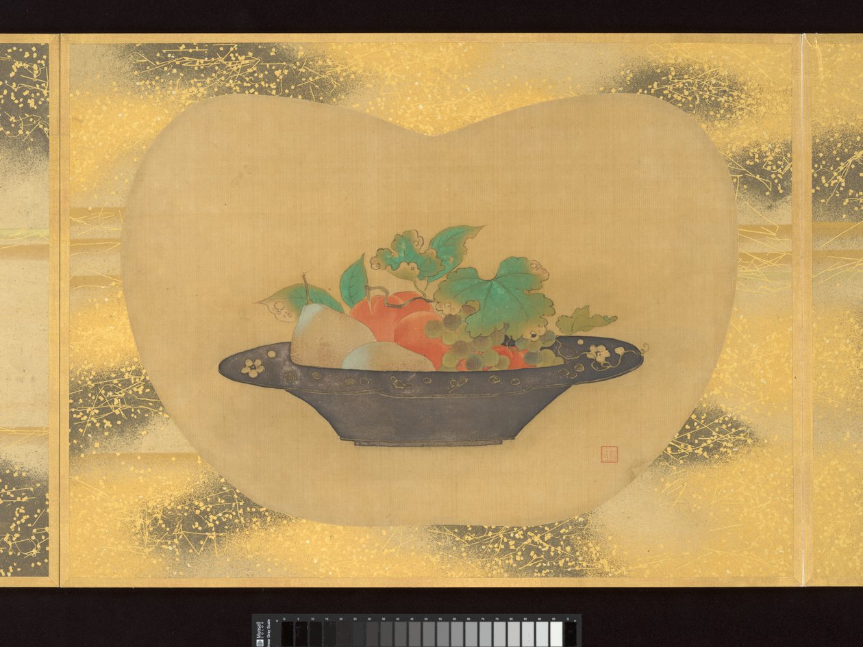 Album of Fan-Shaped Paintings of Figures, Birds and Flowers by Tsunenobu Kano