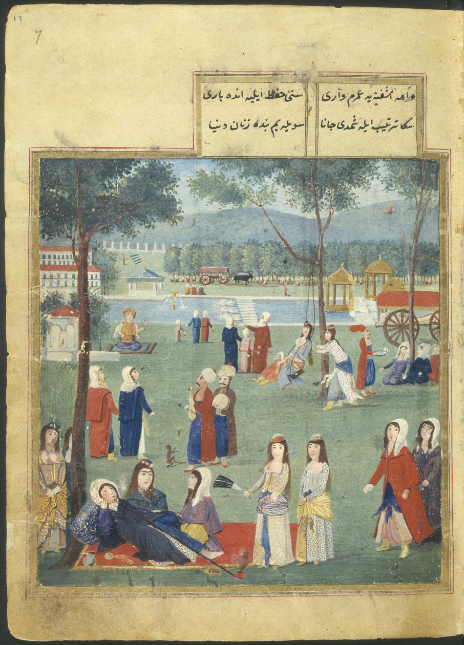 The Gardens of the Kagithane (The Sweet Waters of Europe), Women in a park by Turkish School