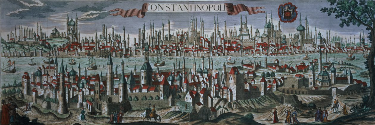 Panoramic view of Constantinople, late 18th century by Turkish School