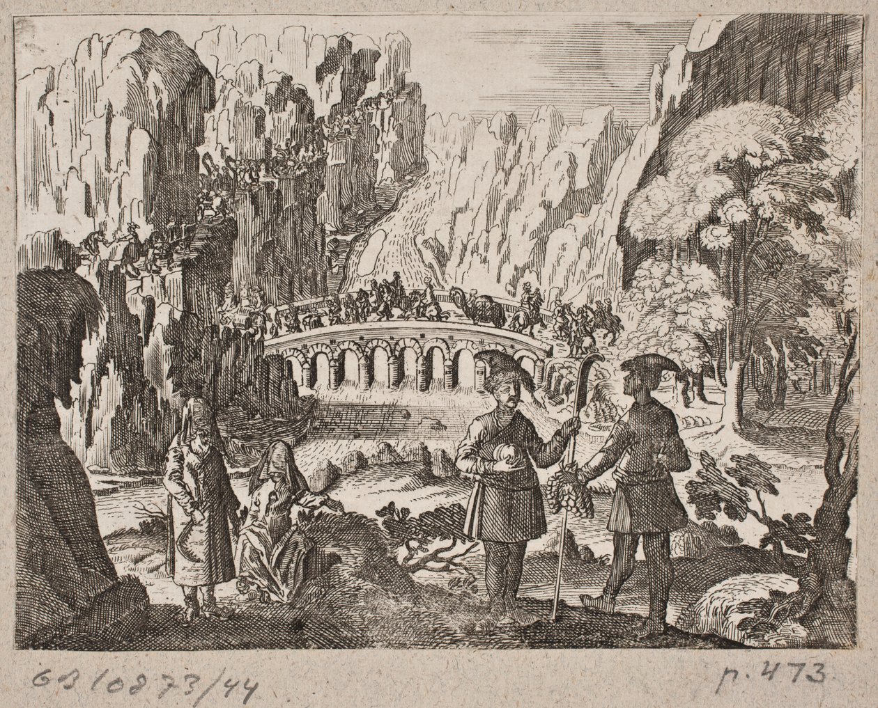 Caravan Crossing a Bridge by Ubekendt