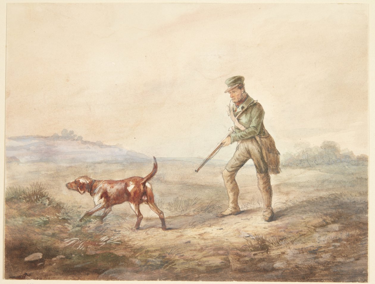 Landscape with a Hunter and His Dog by Ubekendt