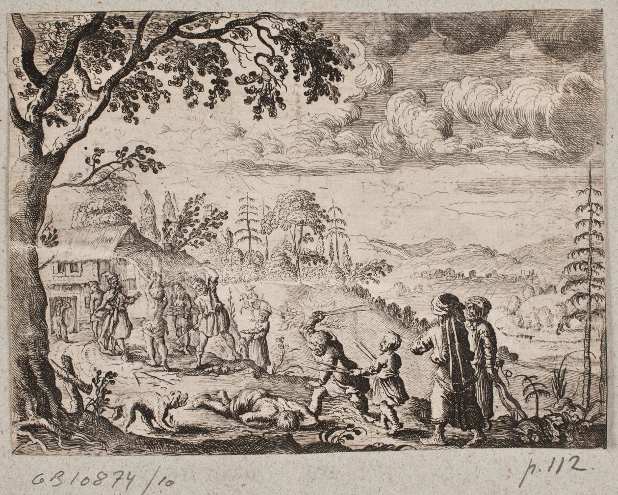Landscape with Two Men Fighting by Ubekendt