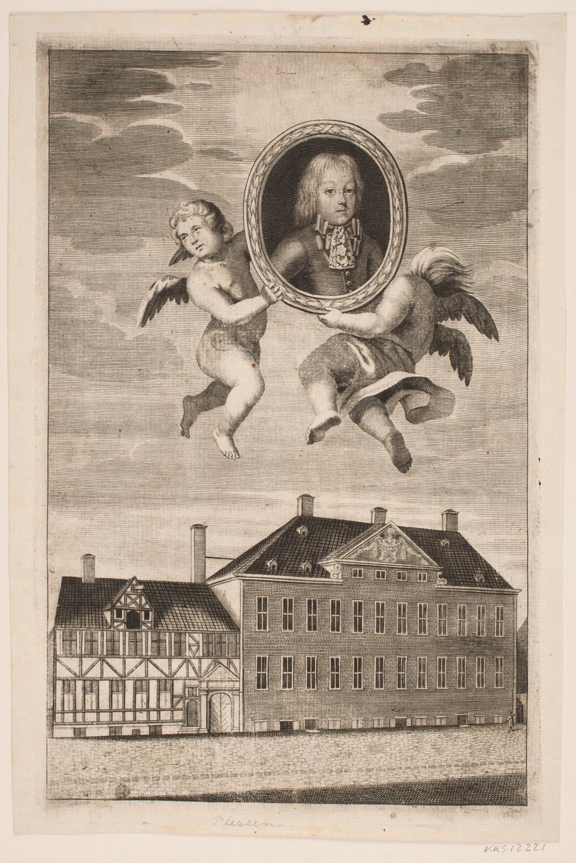Medallion with Portrait of a Boy from the Plessen Family. Currently a Half-Timbered House and a Mansion by Ubekendt