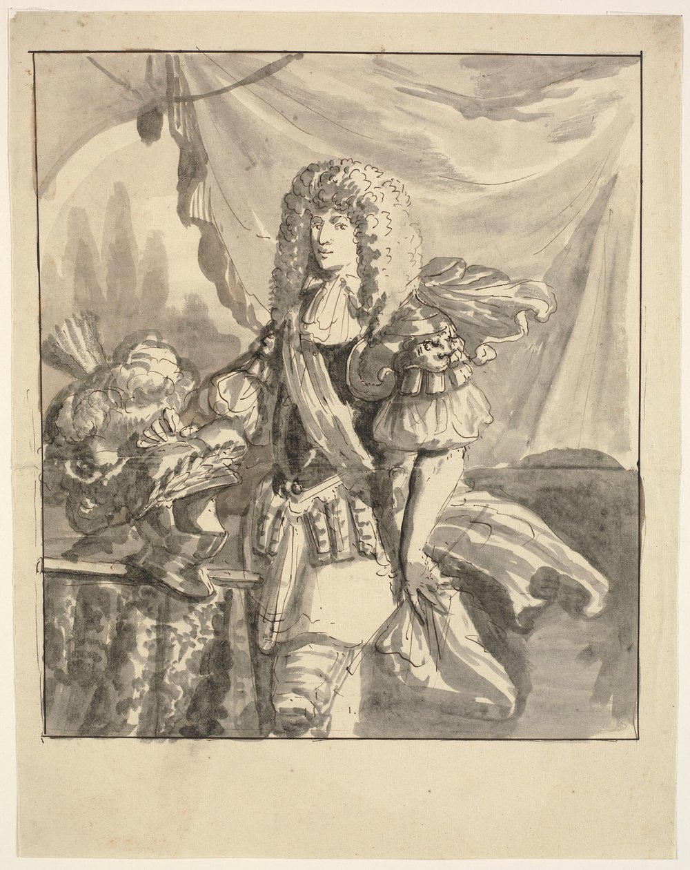 Portrait of a Field Marshal, Knee-Length, with a Large Feathered Hat by Ubekendt