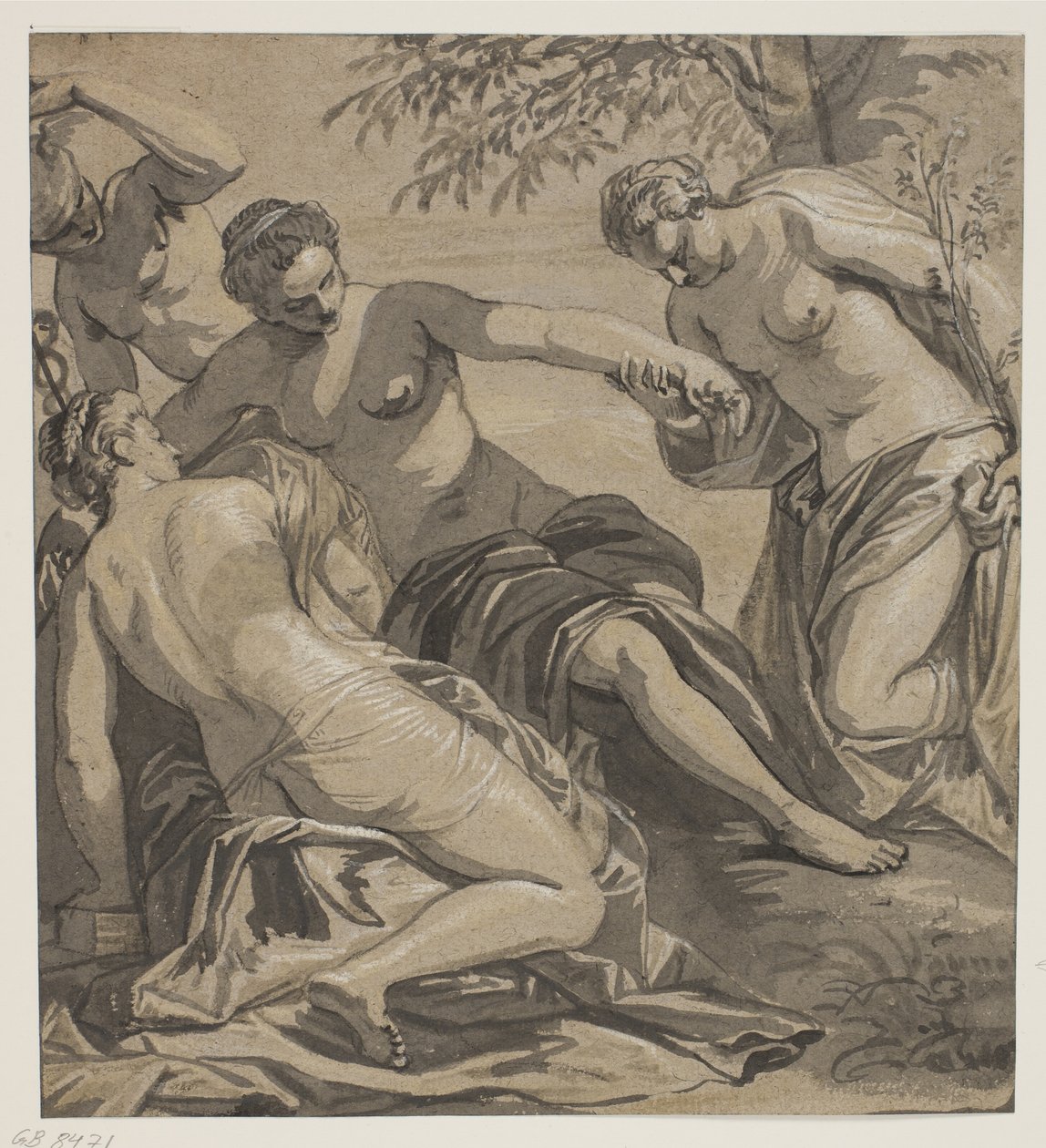 The Three Graces and Mercury, after the Painting in the Anticollegio, Palazzo Ducale, Venice by Ubekendt Ubekendt