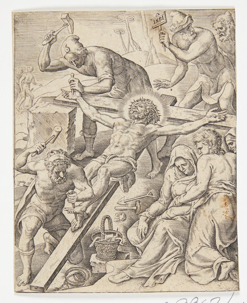 Christ Nailed to the Cross by Ubekendt efter Dirck Volckertsz. Coornhert efter Maarten van Heemskerck