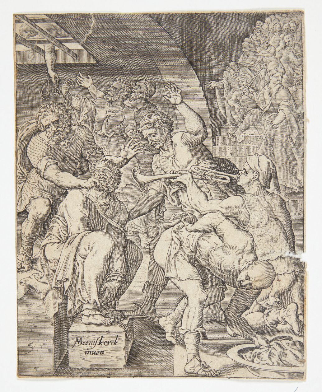The Mocking of Christ by Ubekendt efter Dirck Volckertsz. Coornhert efter Maarten van Heemskerck