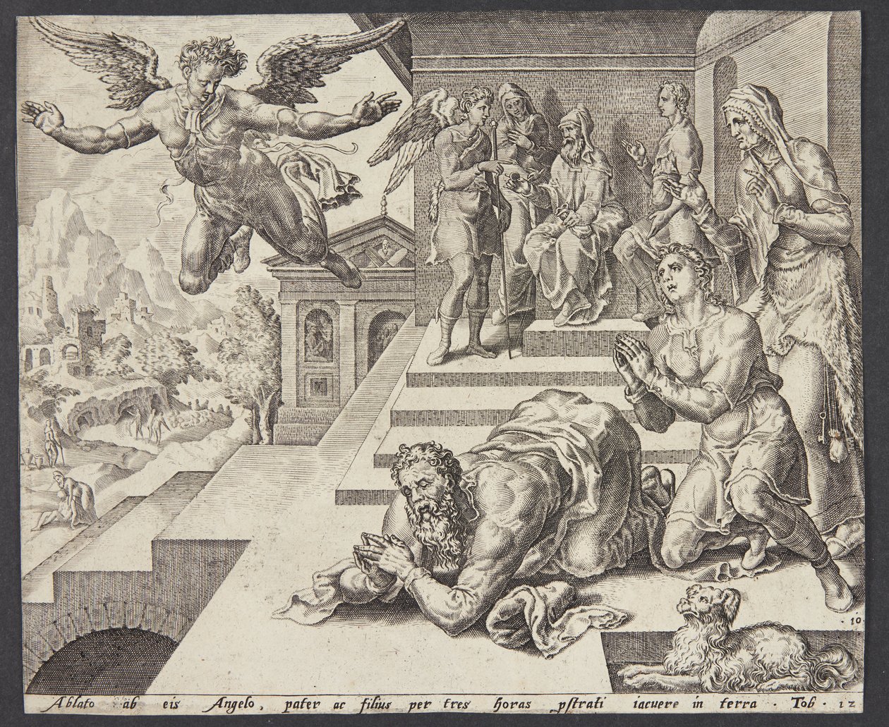 The Departure of the Angel by Ubekendt efter Maarten van Heemskerck