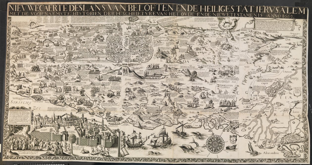 New Map of the Lands of Promise and the Holy City of Jerusalem by Ubekendt nederlandsk aktiv midten af 1600 tallet