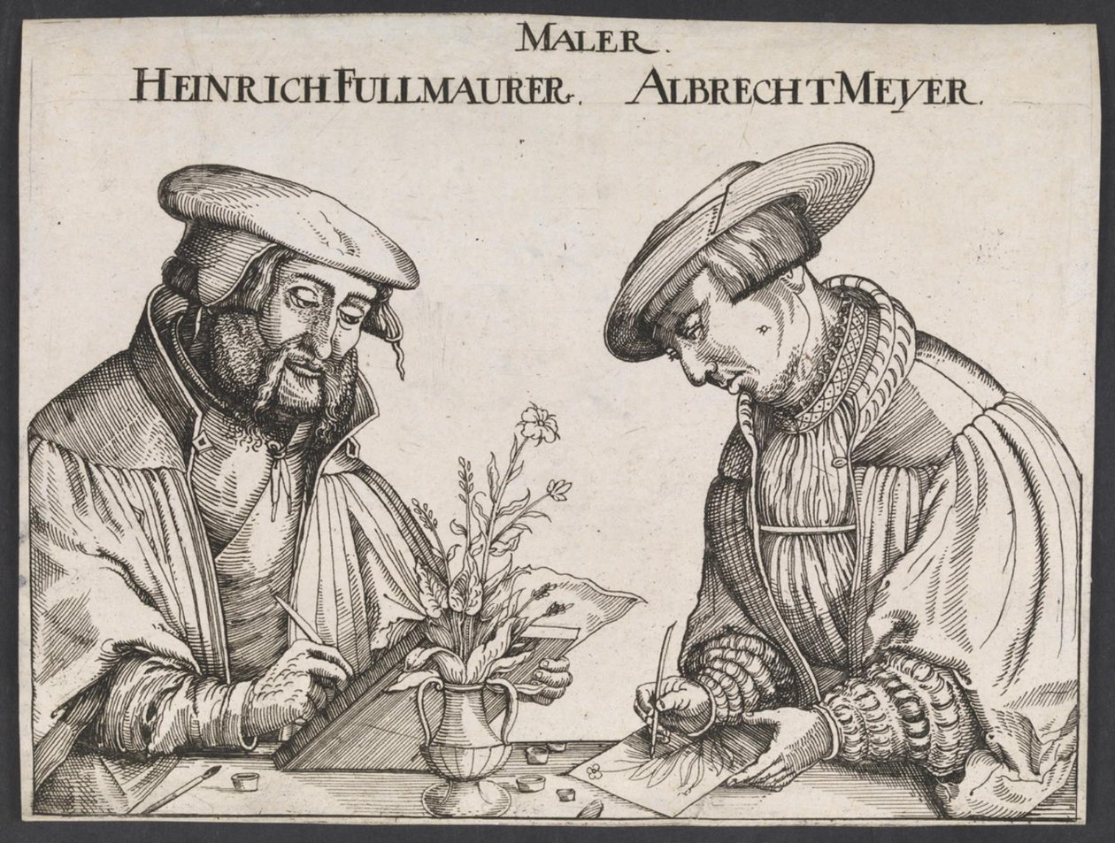 Portrait of Heinrich Füllmaurer and Albrecht Meyer by Ubekendt tysk 1500 tallet