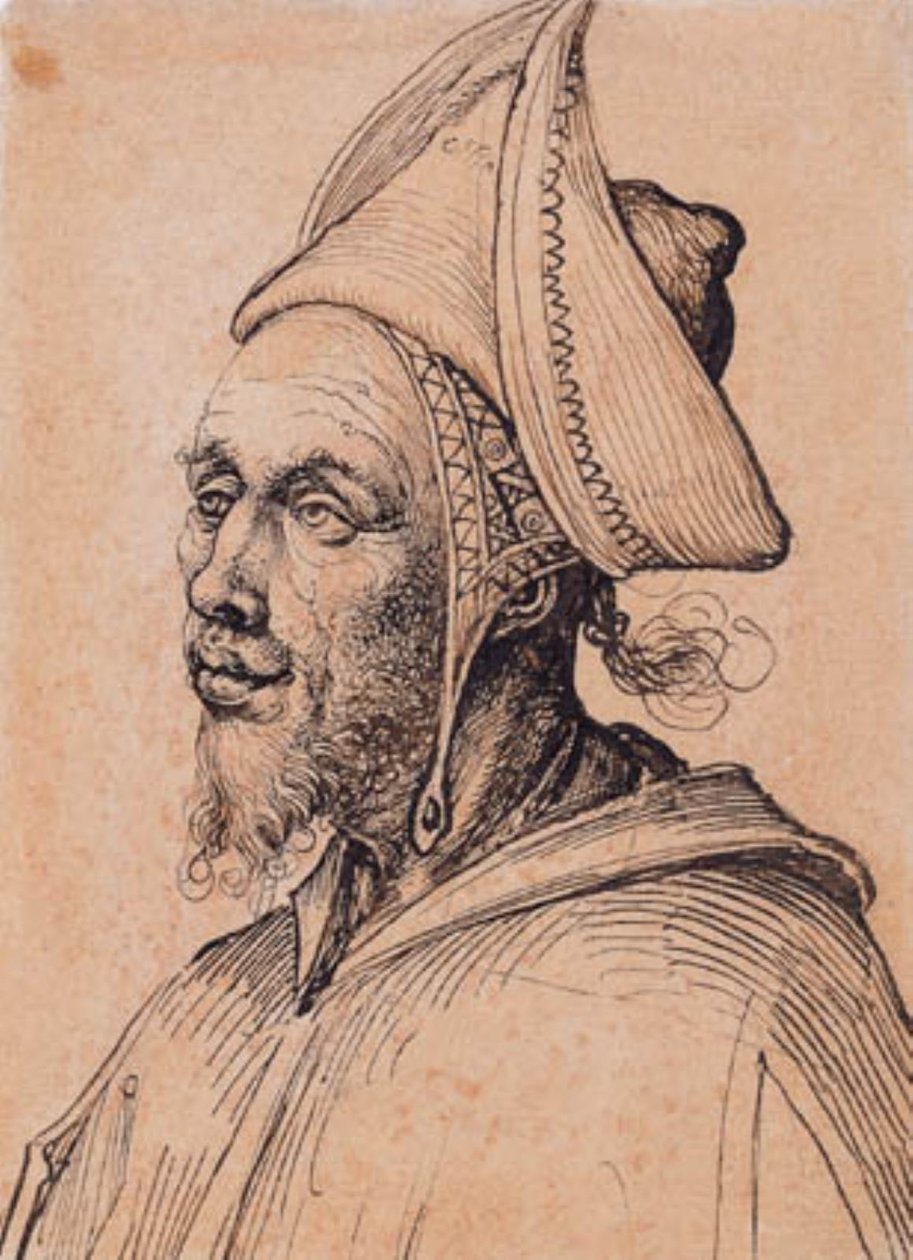 Bearded Man with Pointed Oriental Headgear by Ubekendt tysk slutningen af 1400 tallet