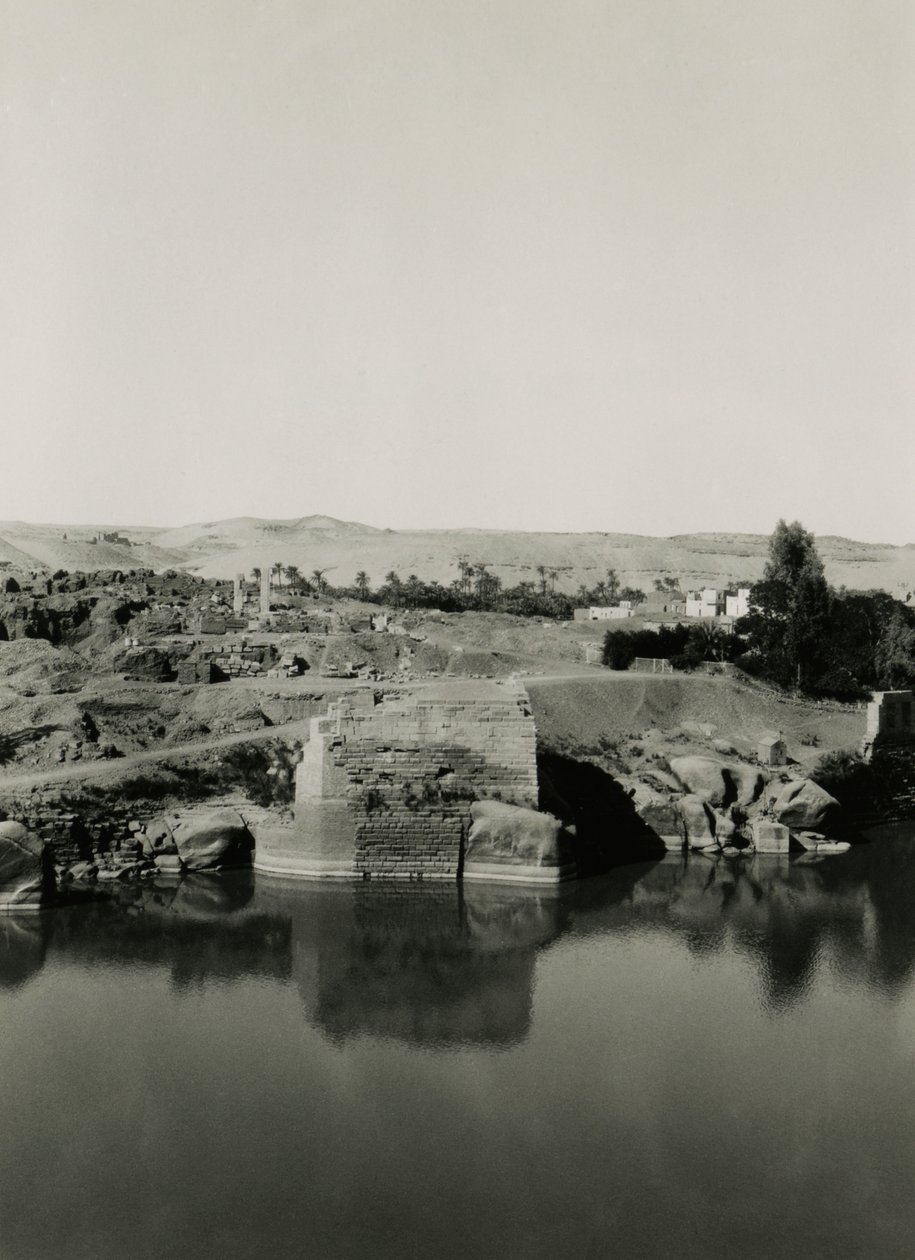 Temple Ruins on Elephantine Island, with Cleopatra Bath in Foreground, Aswan, Egypt by Ugo Monneret de Villard
