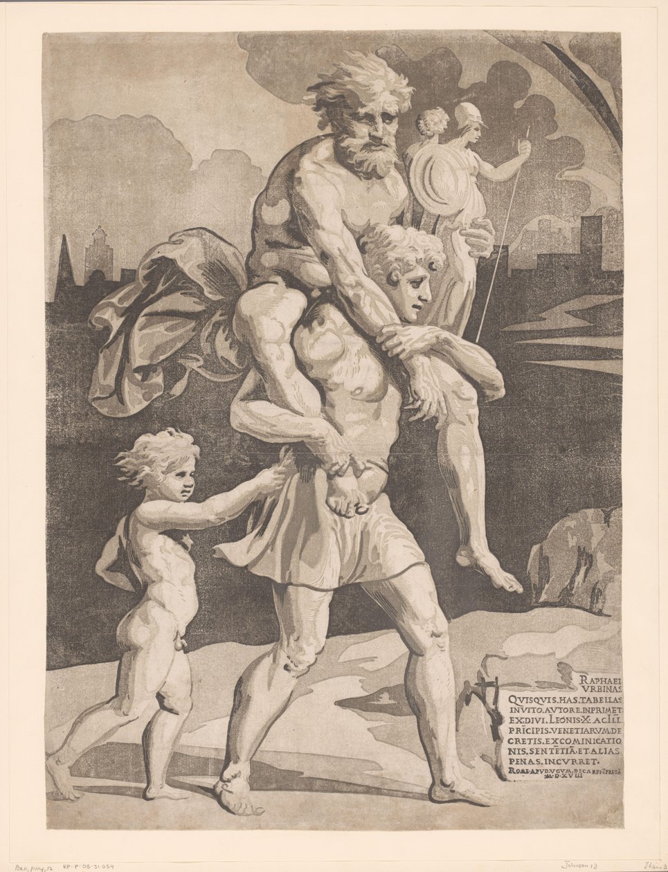 Aeneas Flees with His Family from Troy by Ugo da Carpi