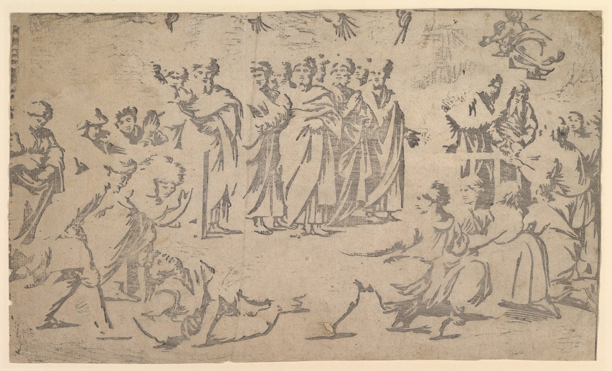 The Death of Ananias Surrounded by Apostles by Ugo da Carpi