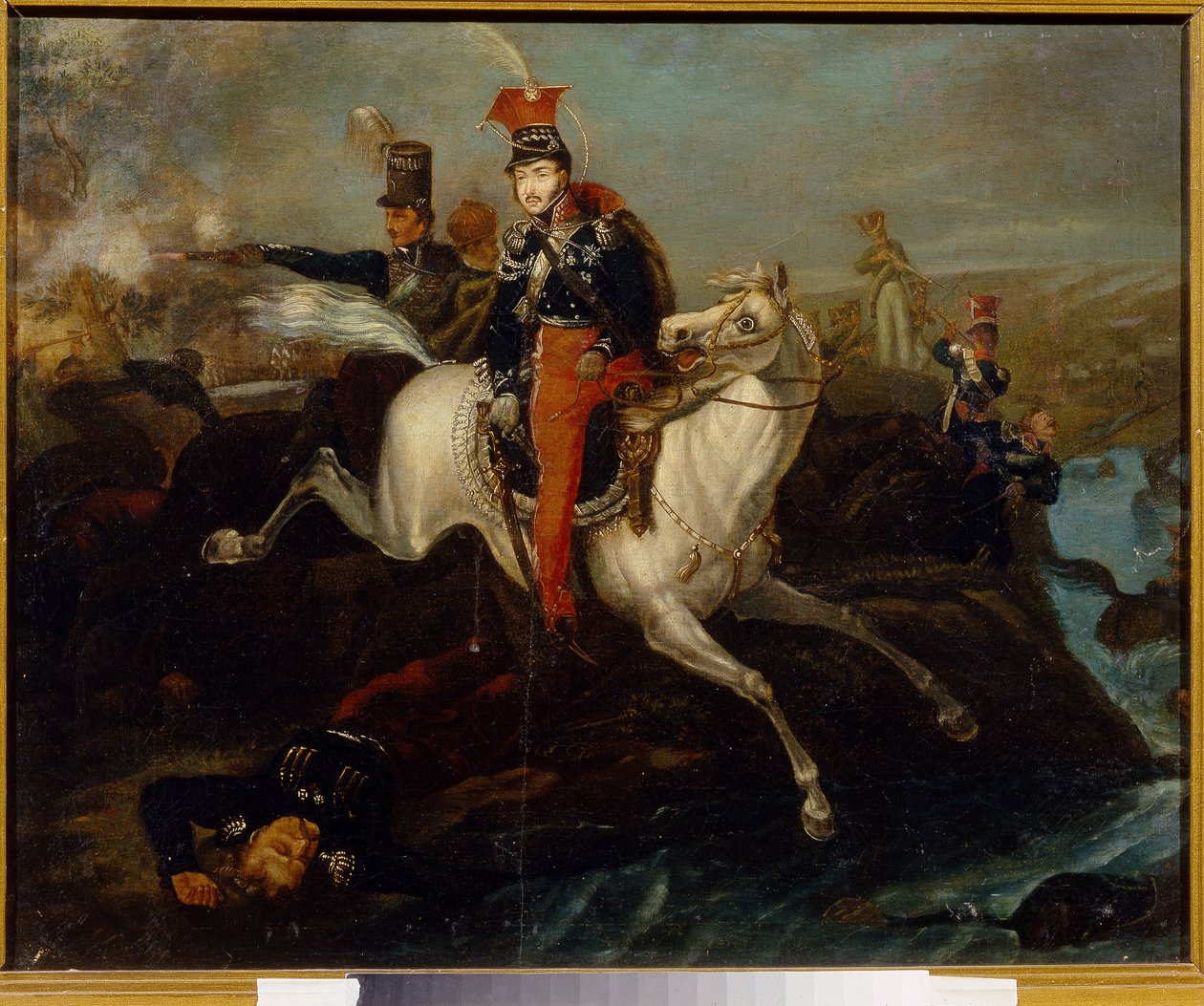 The Death of Prince Josef Poniatowski, at the Battle of Leipzig, 16th October 1813 by Ukranian School Ukranian School