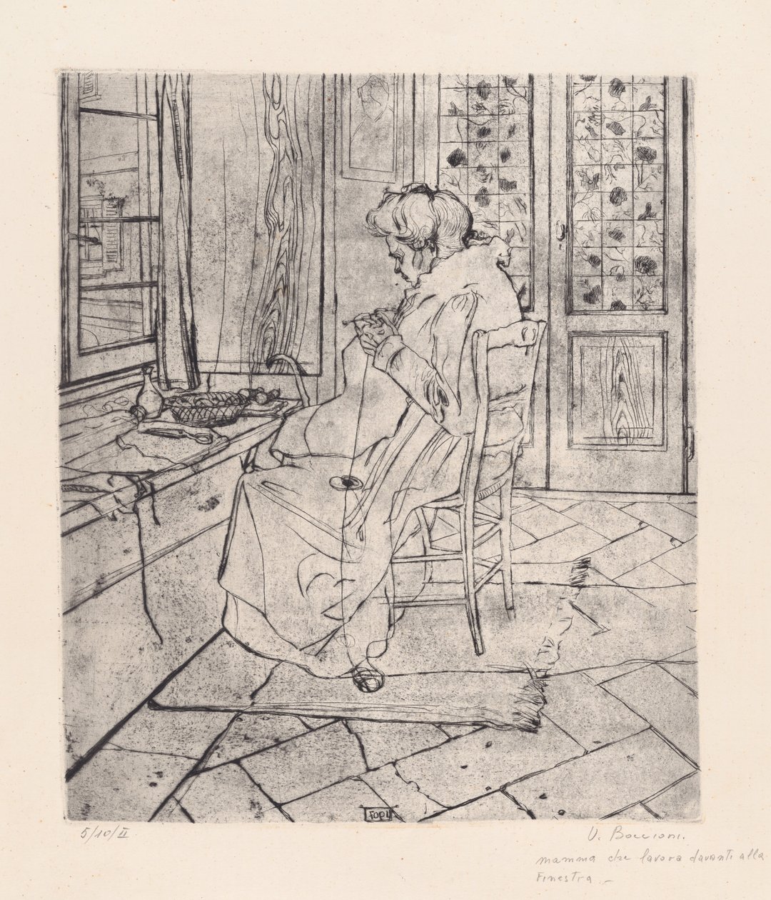 My Mother Working by Umberto Boccioni
