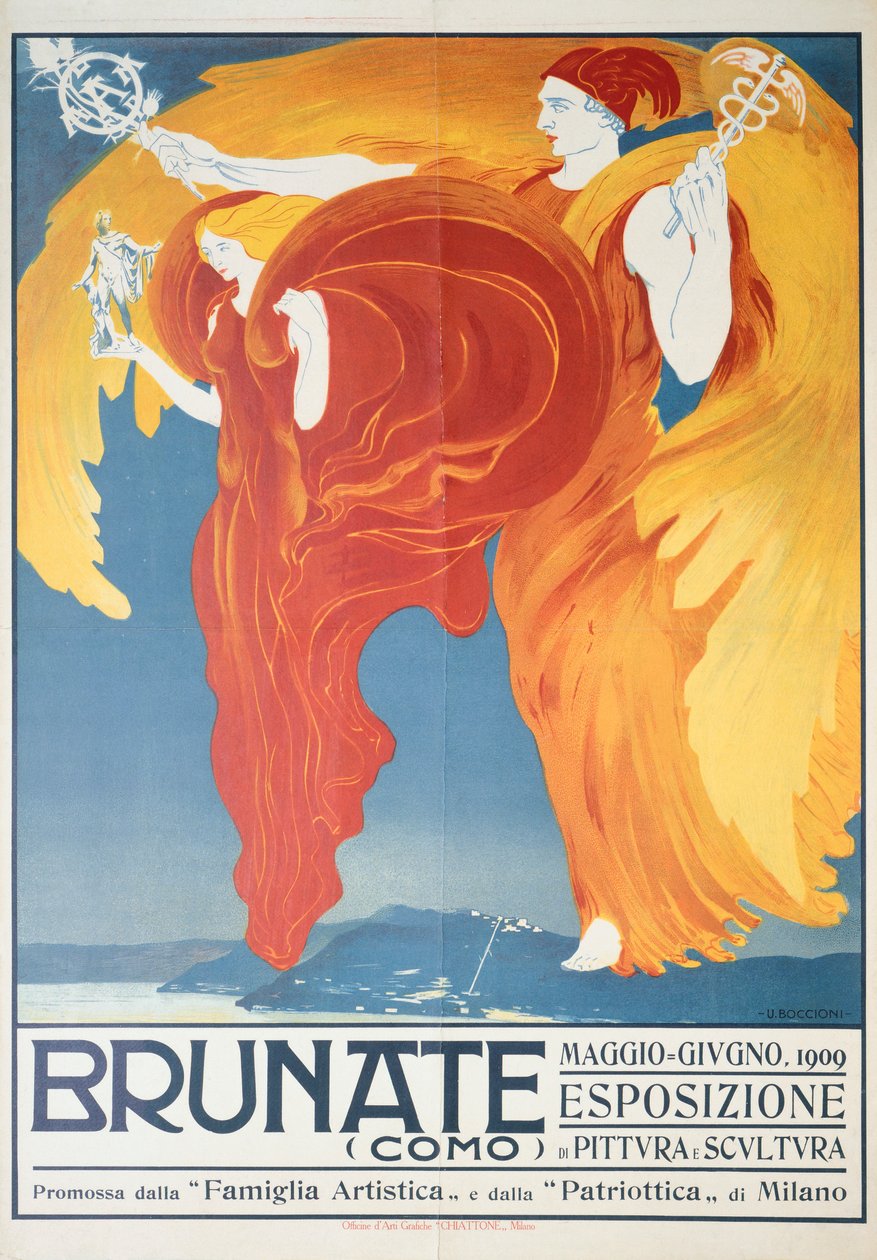 Poster for exhibition of painting and sculpture in Brunate by Umberto Boccioni by Umberto Boccioni