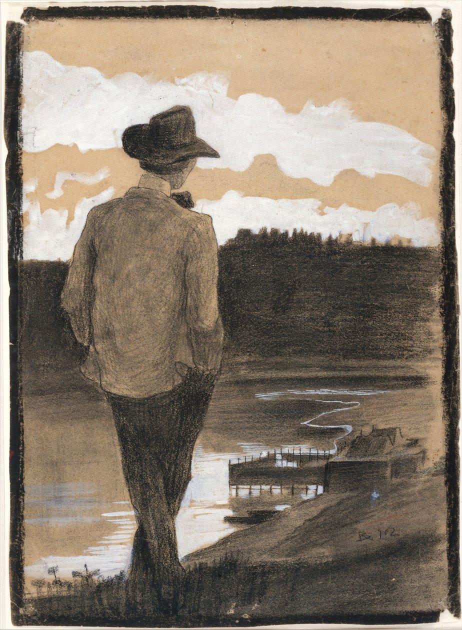 Young Man on a Riverbank by Umberto Boccioni