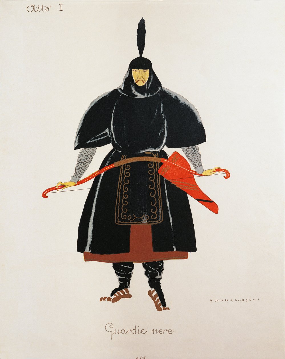 Costume for the black guards from Turandot by Umberto Brunelleschi