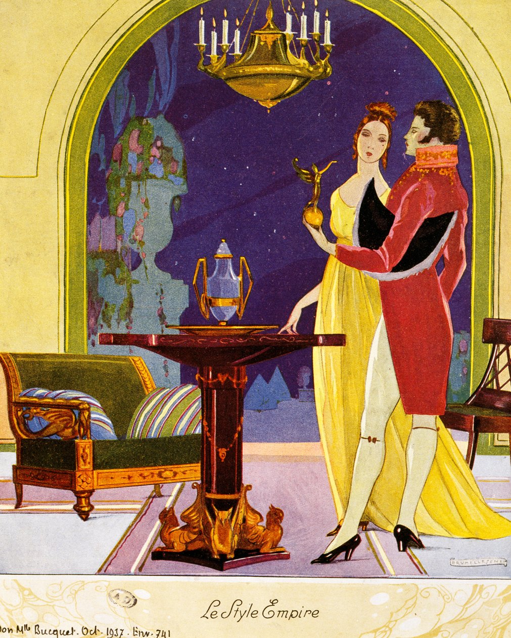 Empire style scene, theatrical setting by Umberto Brunelleschi
