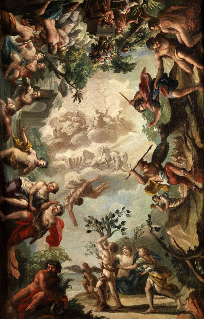 Bozzetto for a Ceiling Painting, Probably of a Hunting Lodge by Unbekannt Unbekannt