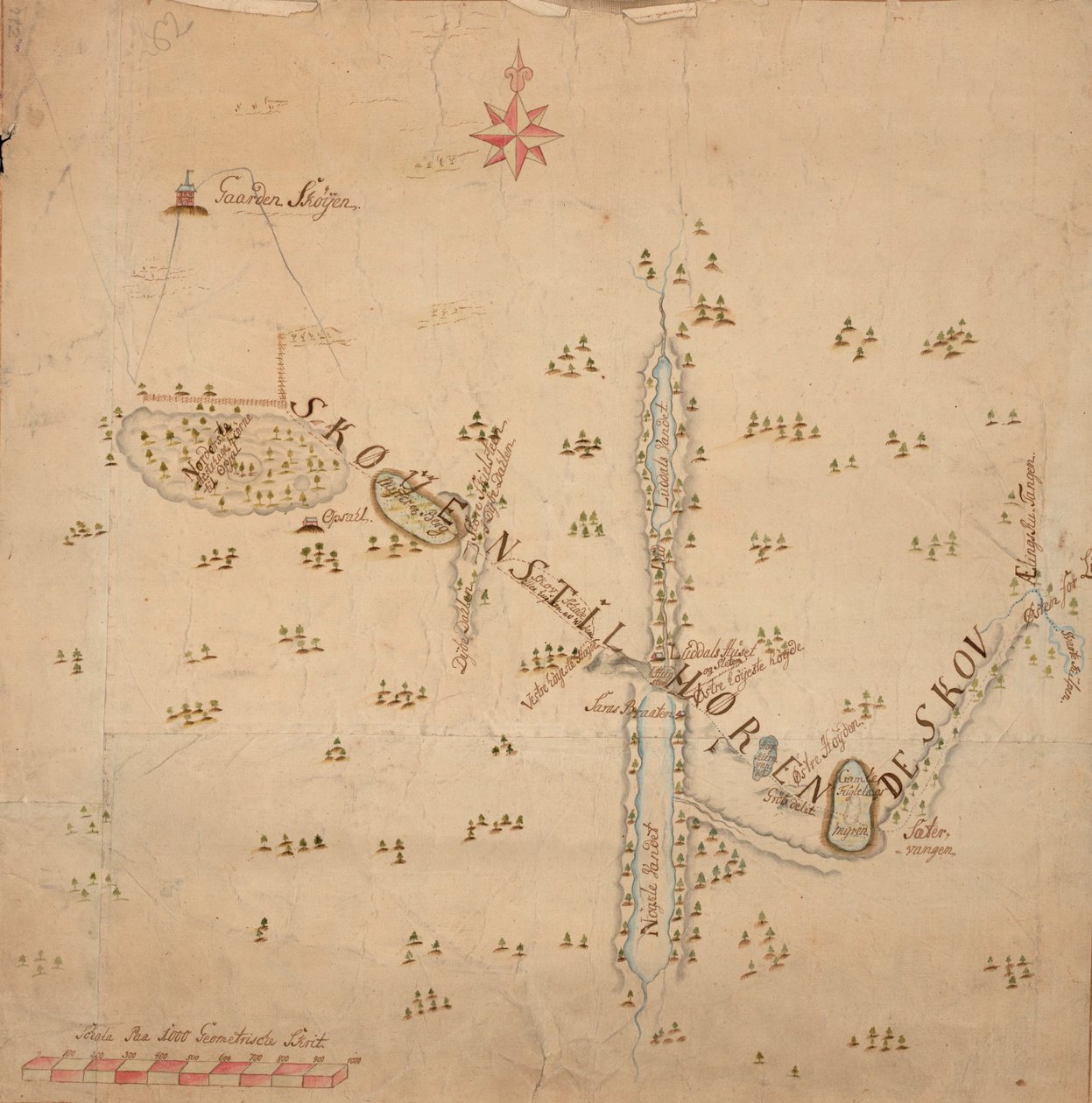 Map of the Skøyen Farm, Østre Aker, with the Farm