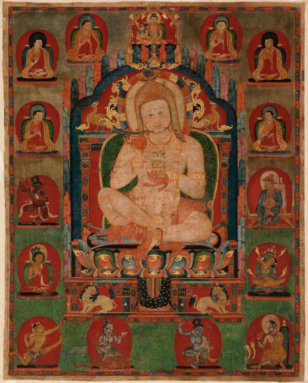Portrait of Jnanatapa Surrounded by Lamas and Mahasiddhas by Unbekannt Unbekannt