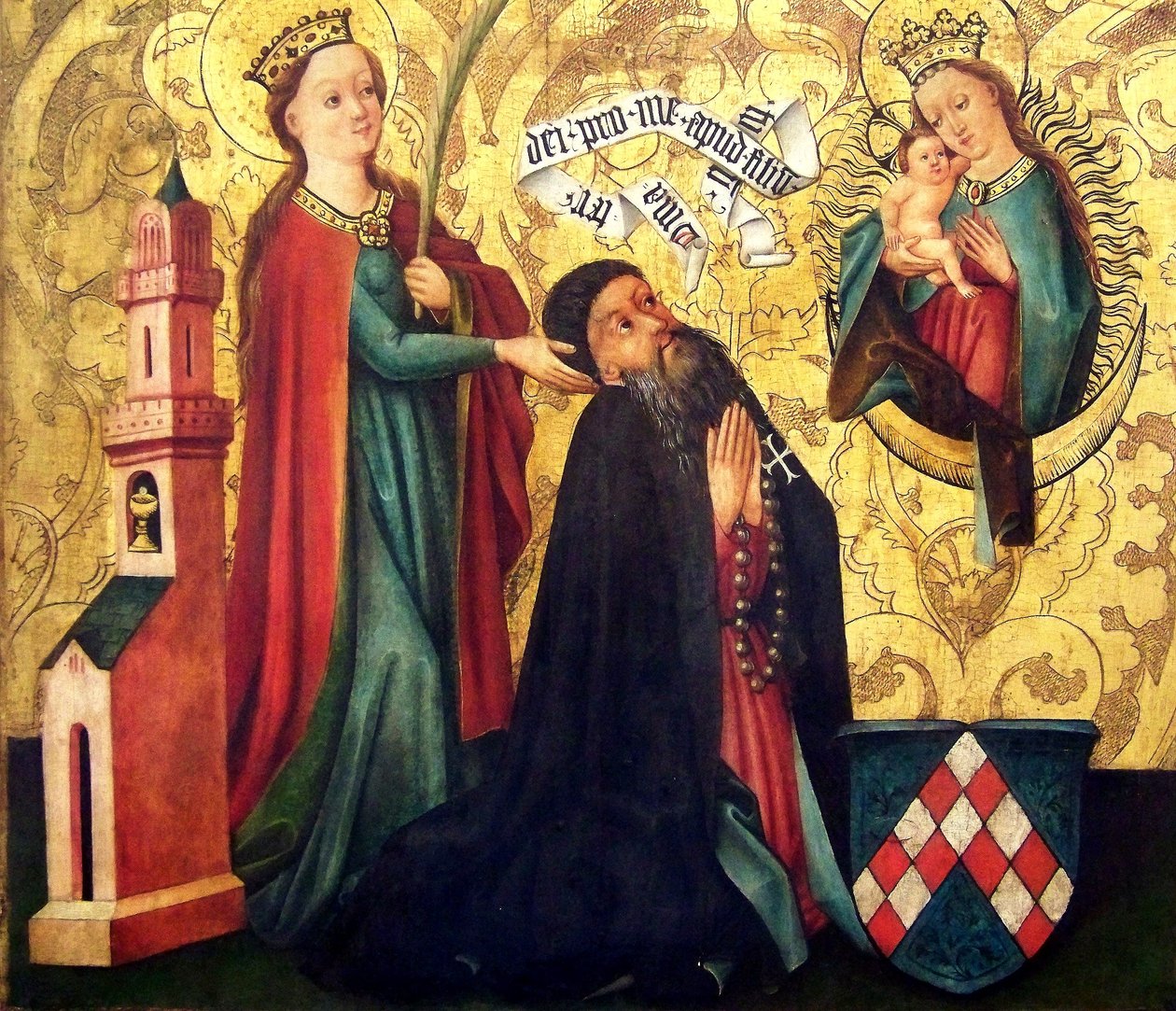 Saint Barbara Presenting the Donor to the Virgin by Unbekannt Unbekannt