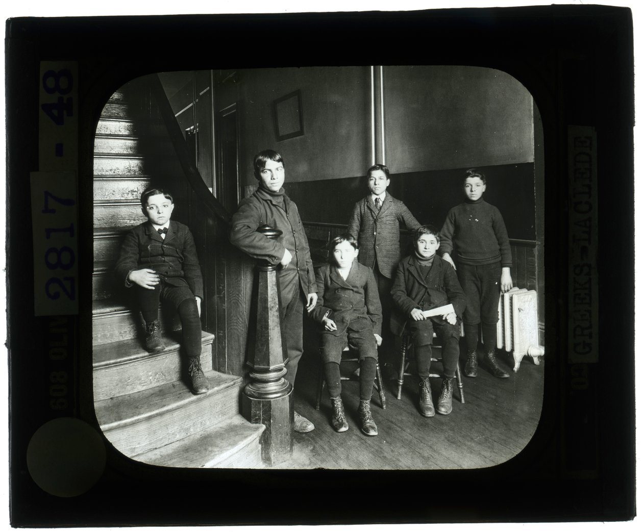 Six Greek Boys Posed on the Stairs of Laclede School by Unbekannt Unbekannt