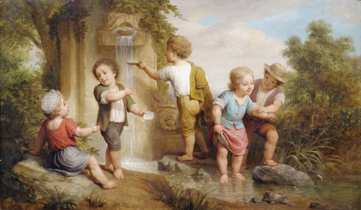 Playing Children at a Spring by Unbekannt Unbekannt
