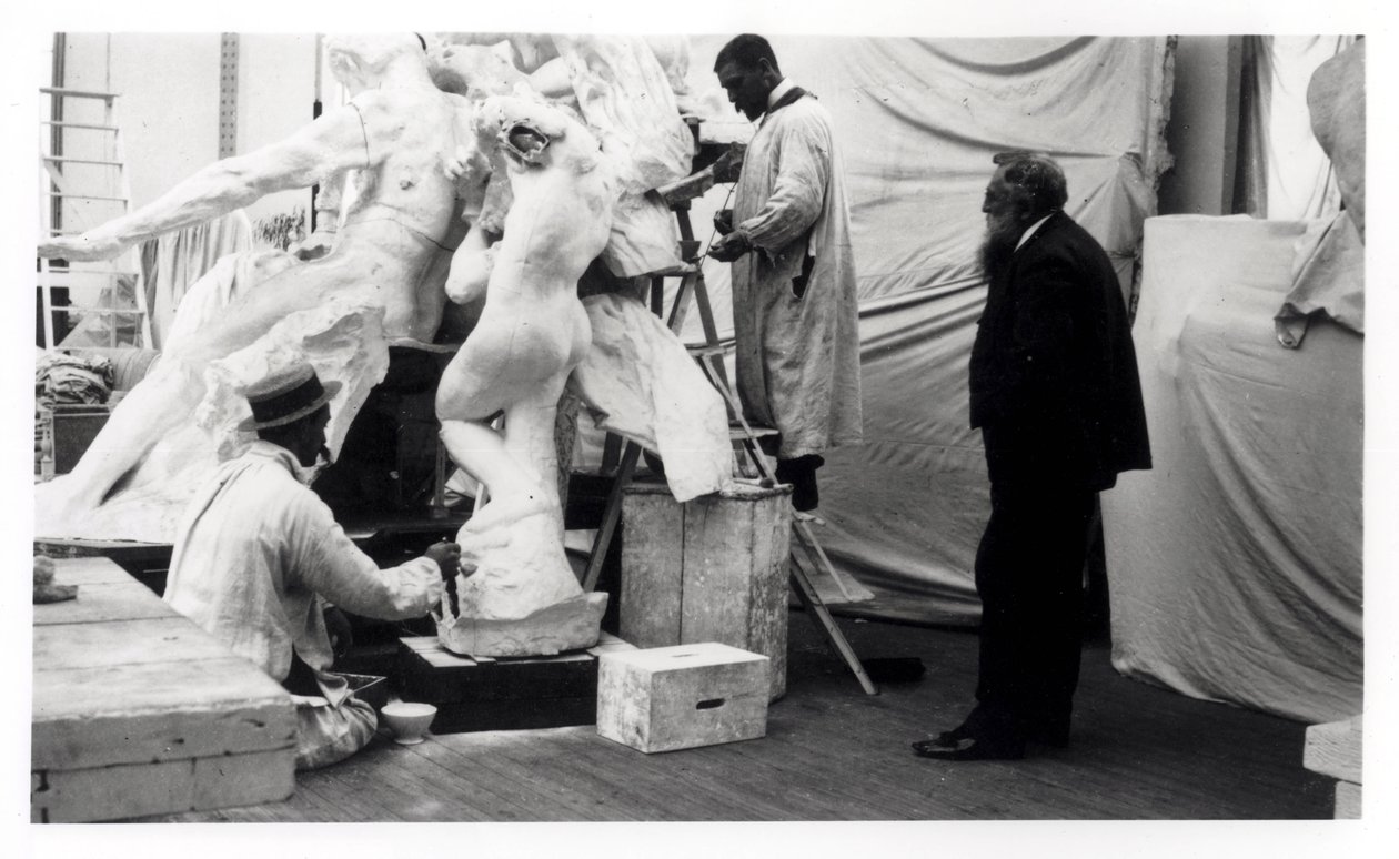 Auguste Rodin in his Paris studio watching the construction of a sculpture, 1905 by Unbekannt Unbekannt