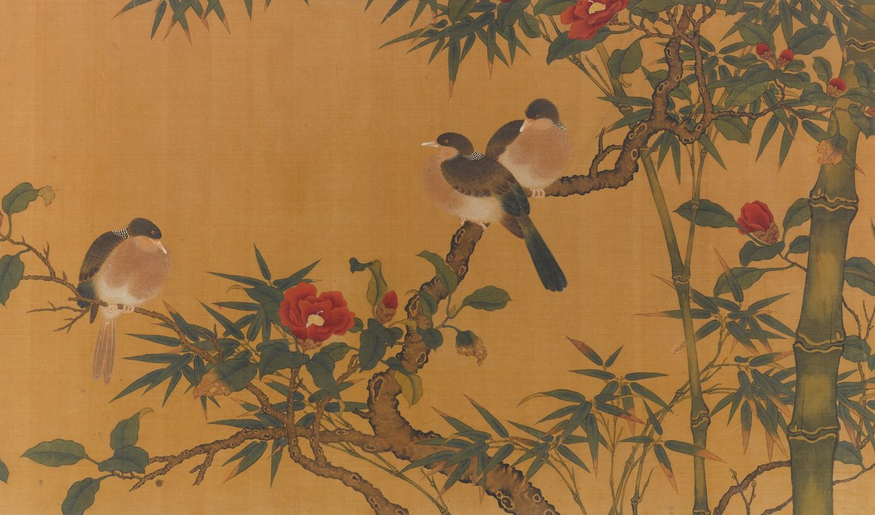 Birds, Bamboo, and Camelias by Unbekannt Unbekannt