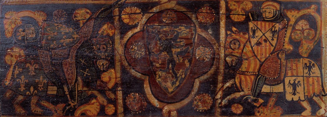 Ceiling Panel with a Knight of the House of Anjou Struck Down by a Knight with the Coat of Arms of C... by Unbekannt Unbekannt