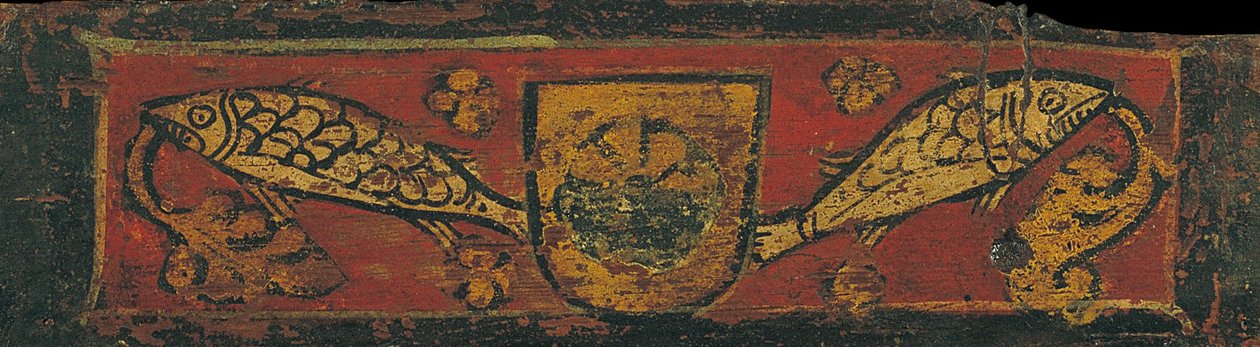 Ceiling Panel with Coat of Arms and Fishes Devouring Plant Motifs by Unbekannt Unbekannt