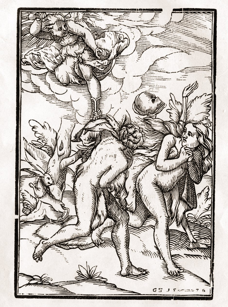 Death Comes for Adam and Eve, Engraved by Georg Scharffenberg, from 