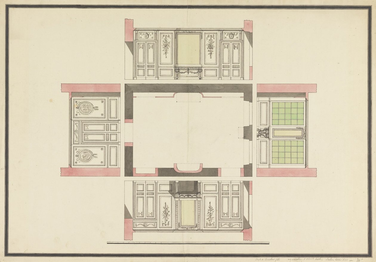 Design for Four Walls of a Salon by Unbekannt Unbekannt