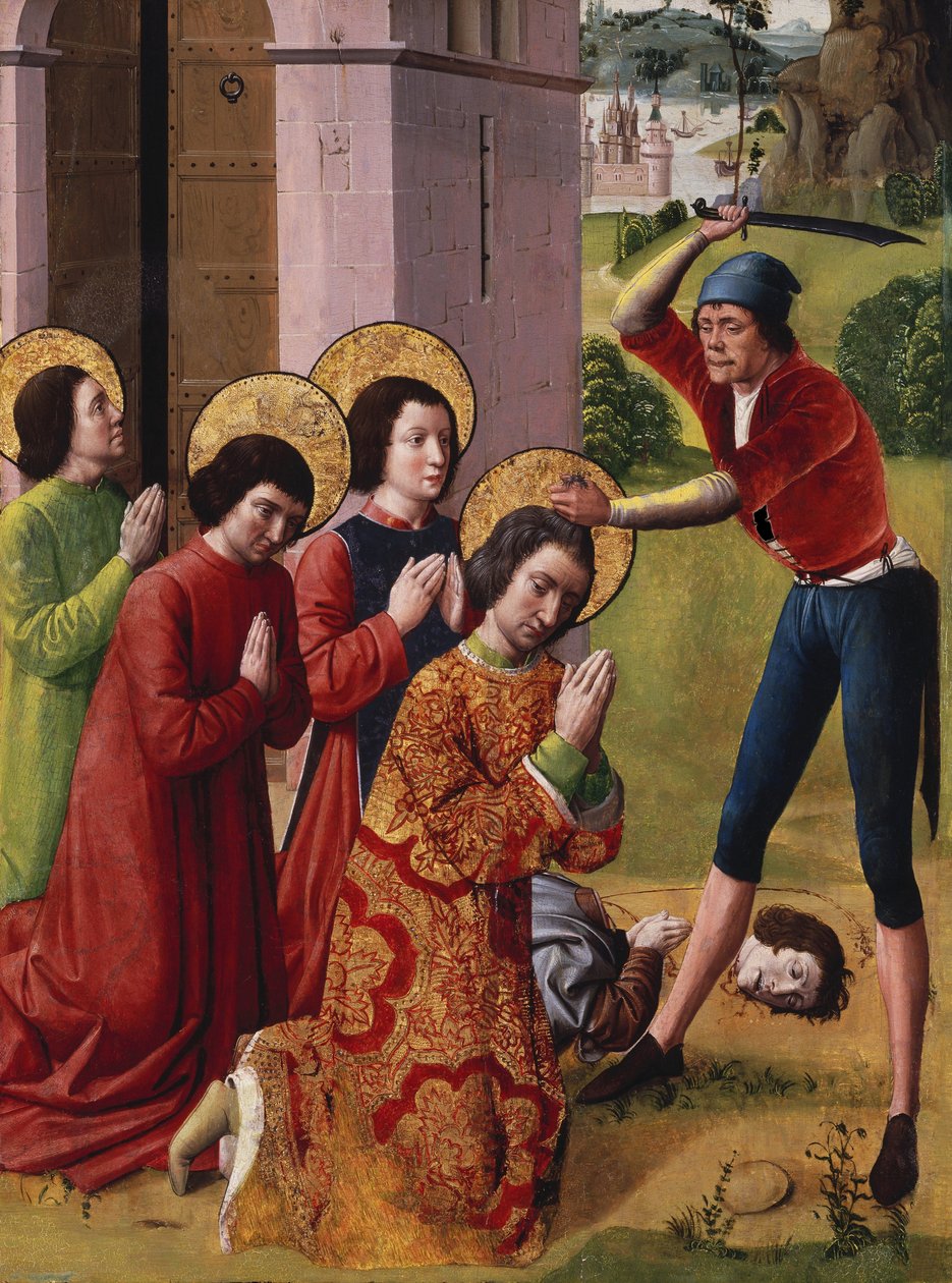 Martyrdom of Saints Cosmas and Damian with Their Three Brothers, Part of an Altarpiece by Unbekannt Unbekannt