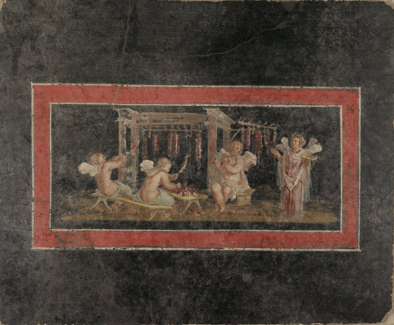Fresco Fragment with Four Cupids Hanging Garlands by Unbekannt Unbekannt