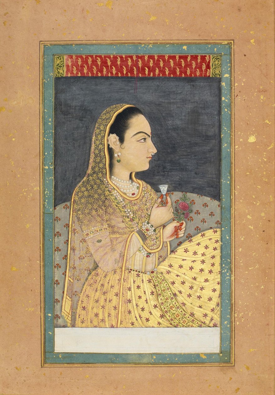 Lady Holding a Cup and a Flower by Unbekannt Unbekannt