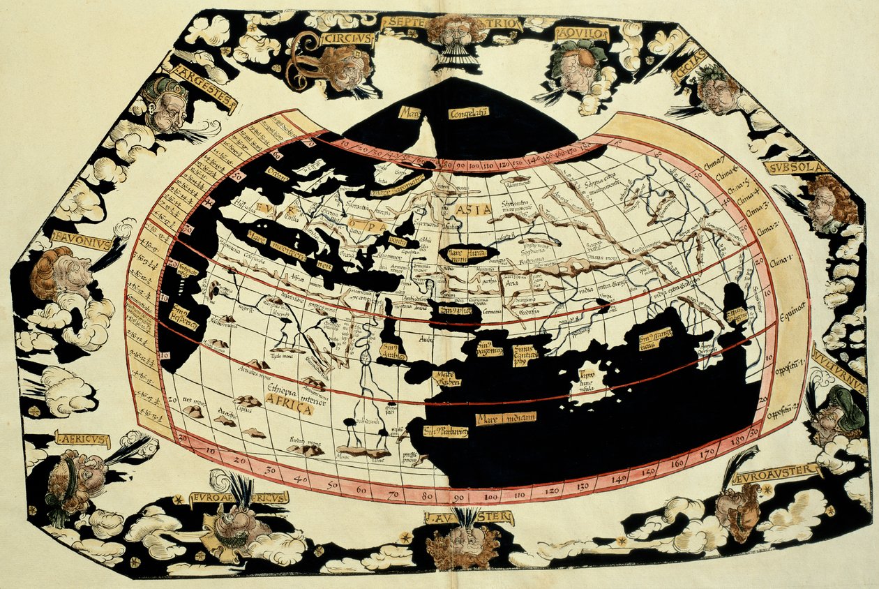 Map of the world, based on descriptions and co-ordinates given in ...