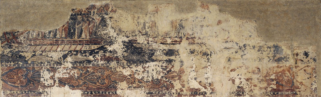 Profane Paintings from Sigena: Naval Battle Between a Christian Galley and a Saracen Galley by Unbekannt Unbekannt