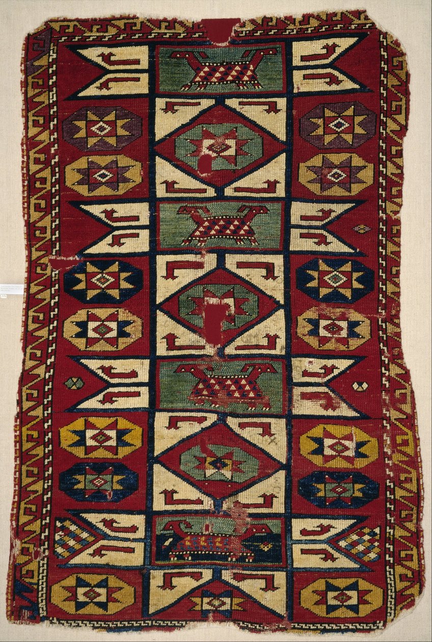 Rug with Star Motifs and Animals by Unbekannt Unbekannt