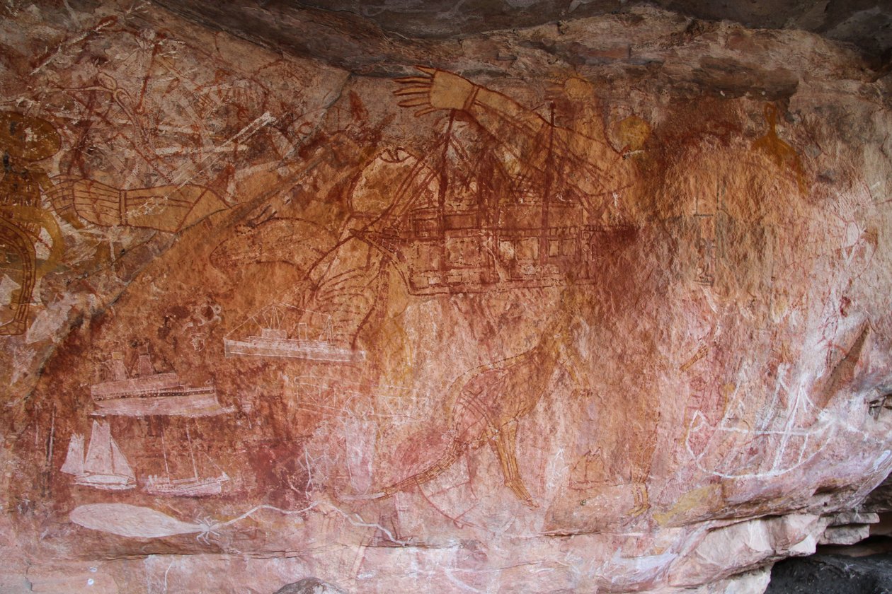 Ships and Kangaroo on Crocodile by Unbekannt Unbekannt
