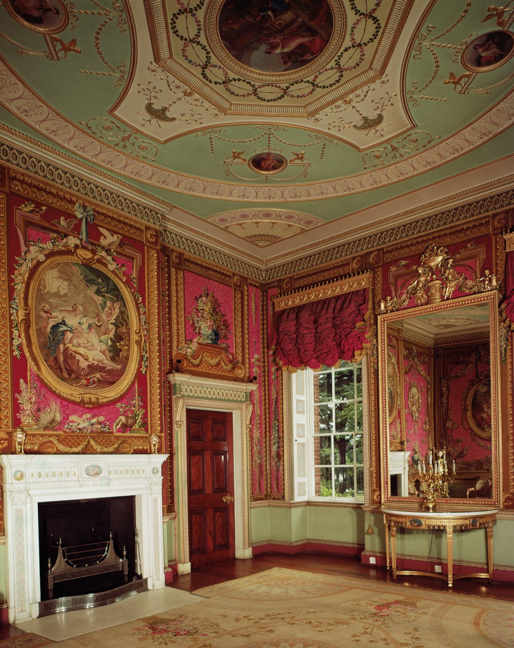 Side-Table, Pier Glass and Fireplace by Adam in the Tapestry Room at Osterley Park by Unbekannt Unbekannt